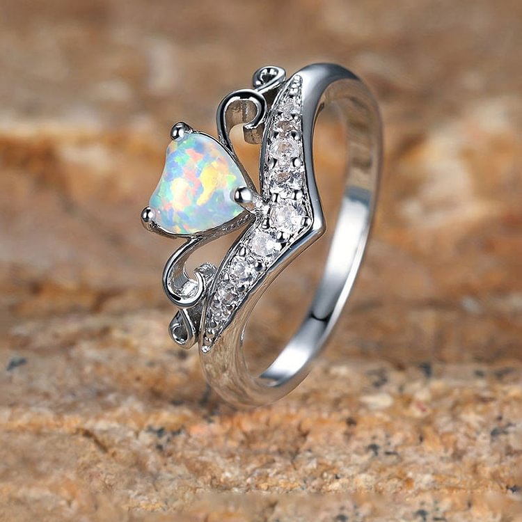 "Peace of Mind" Heart Crown Opal Ring