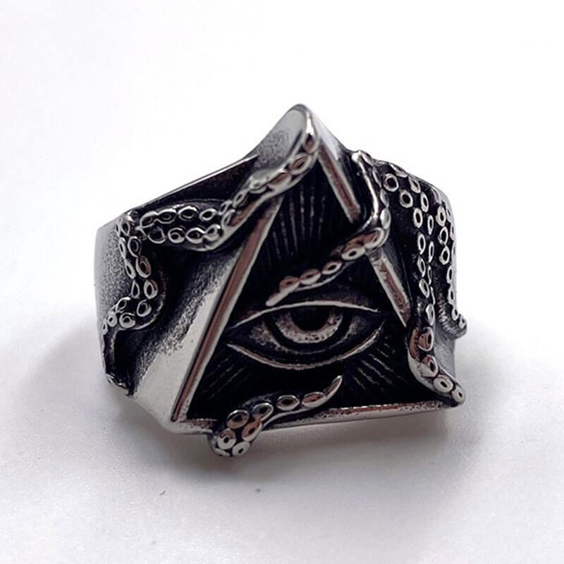 Retro Men's All-Seeing Eye Octopus Ring