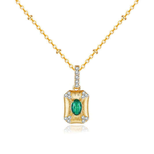 Light Luxury Green Zircon Pendant Necklace High-grade Niche