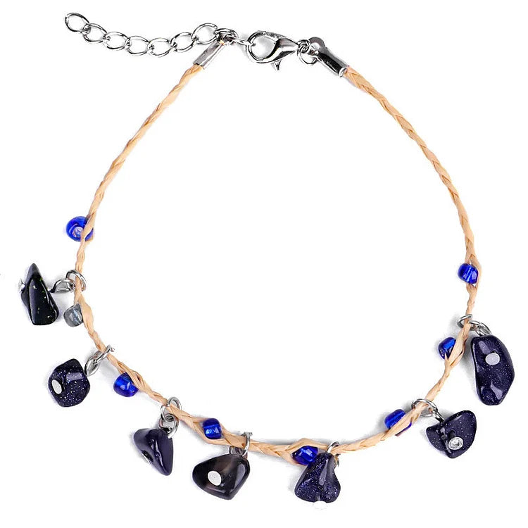 Natural Crystal Gravel Pendant Bracelet Anklet