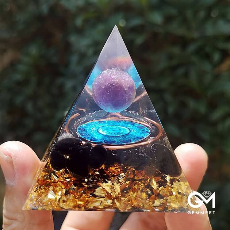 Amethyst with Black Tourmaline Orgone Pyramid