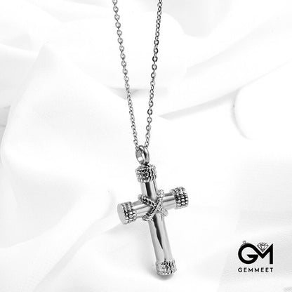 Cross Perfume Bottle Pendant Necklace