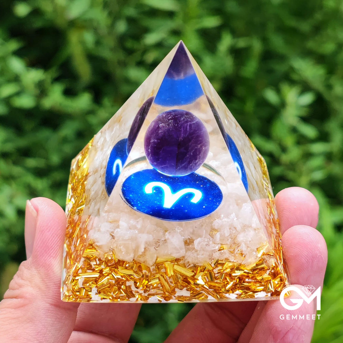 Blue Chalcedony Clear Quartz Orgone Pyramid