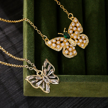 Hollow Butterfly Shape Pendant Chain Necklace