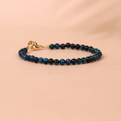 Ink-blue Tiger Eye Stone Bead Bracelet