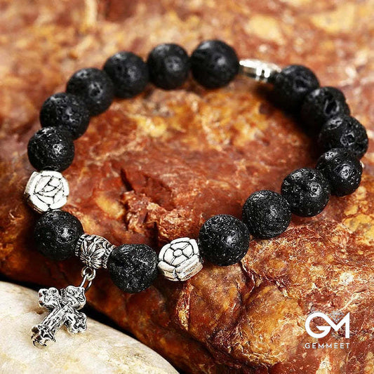 Natural Stone Cross Symbol Bracelet