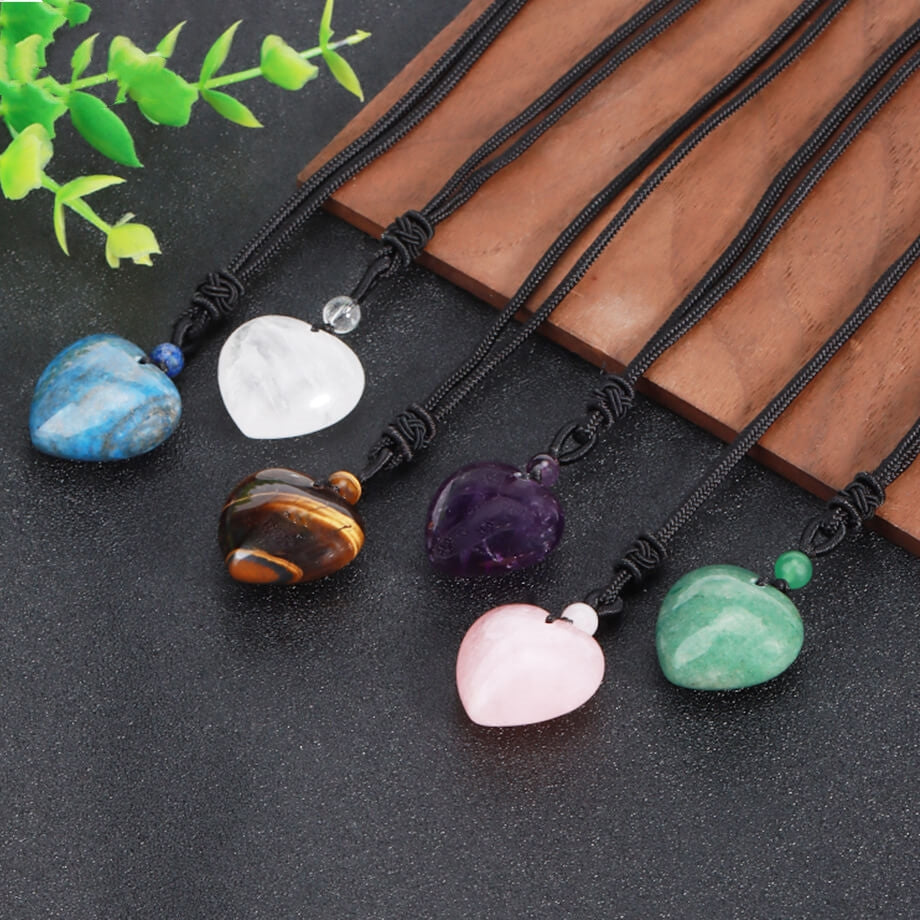 Crystal Agate Nylon Rope Love Pendant