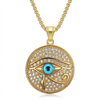 HIPHOP Gold-plated Zircon Eye of Horus Pendant