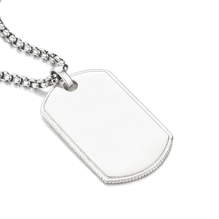 Simple Tag Sterling Silver Pendants Necklace