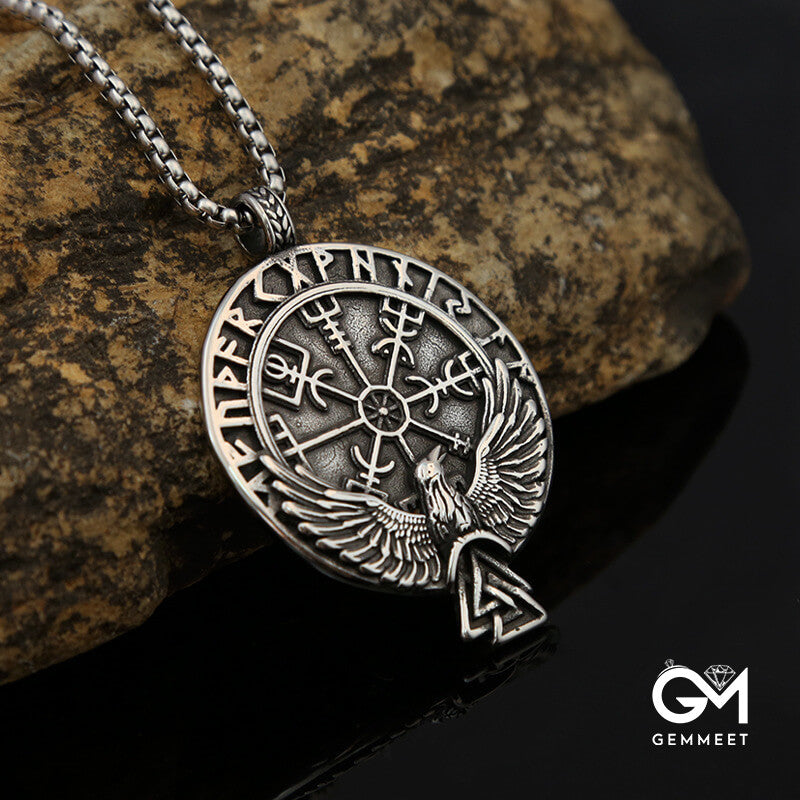 Titanium Steel Viking Rune Eagle Necklace