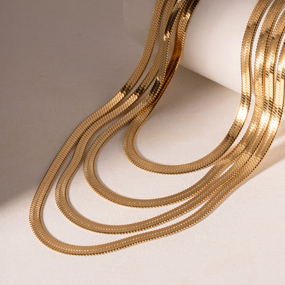 Metallic Stainless Steel Gold Snake Chain Necklace