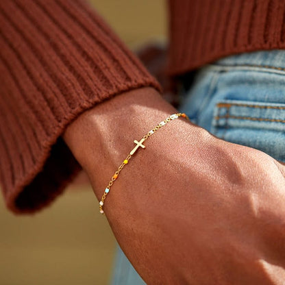 Christ Cross Colored Enamel Bracelet