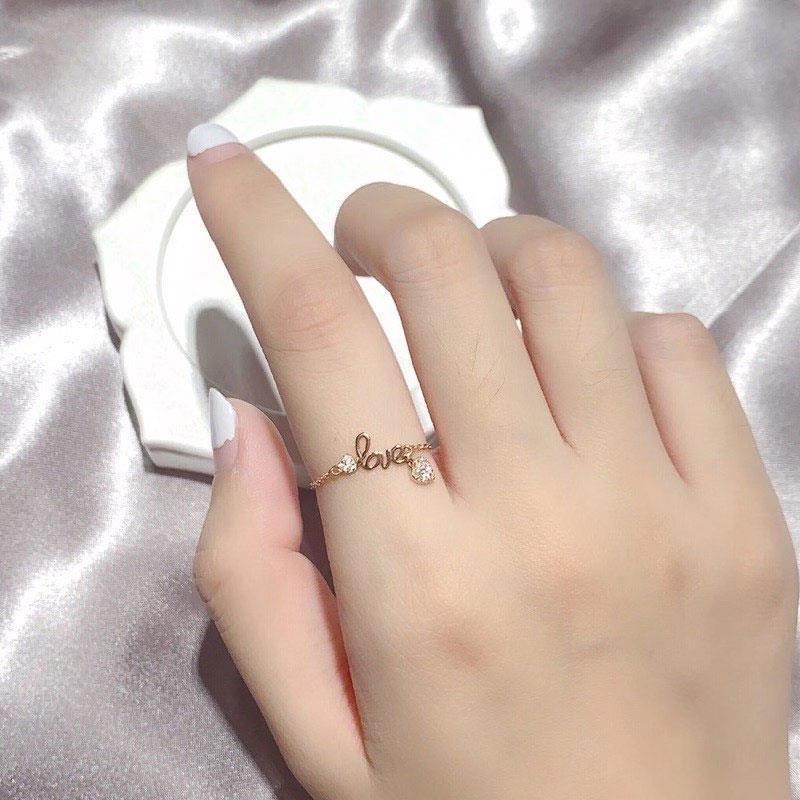 O-Shaped Chain Love Heart-Shaped Chain Ring