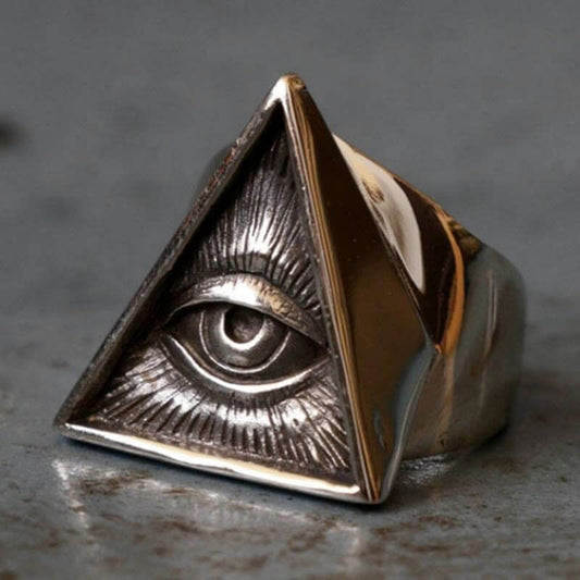 Titanium Steel Knight Masonic Demon Eye Ring