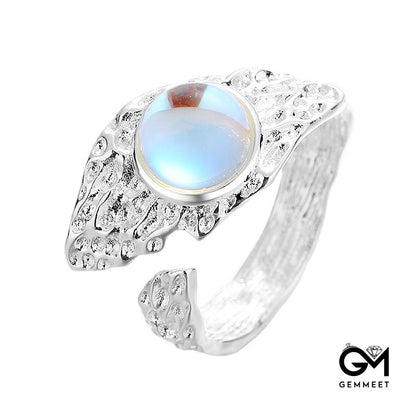 French Texture Moonstone Open Ring