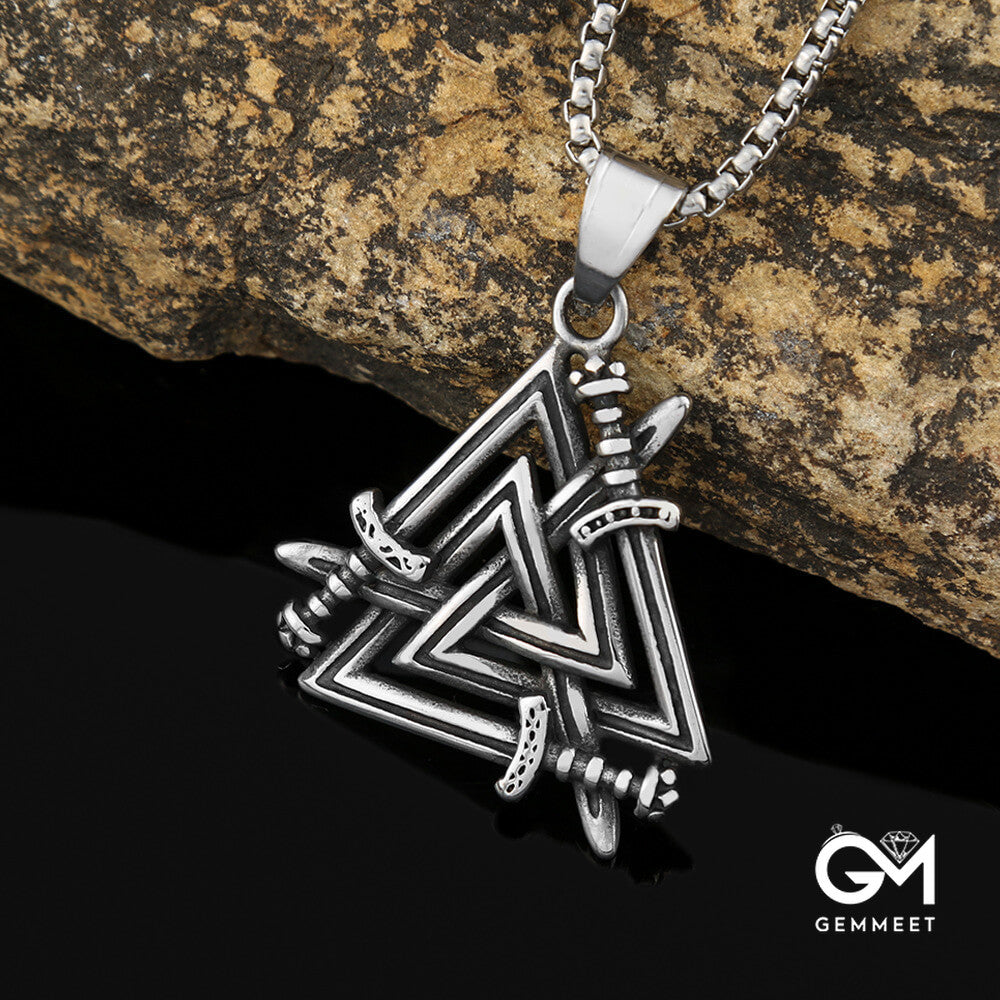 Vintage Titanium Steel Triangle Pendant Necklace