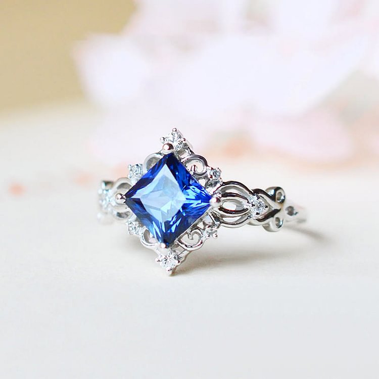 Hollow Square Sapphire Ring