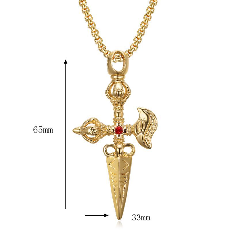 Vintage Oriental Ethnic Zircon-set Magic Pestle Pendant