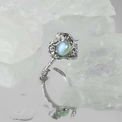 Irregular Heart Shape Moonstone Ring