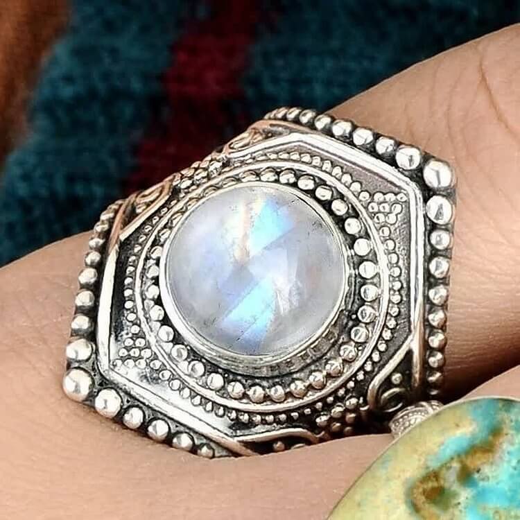 "Bright Lights" Bohemia Retro Moonstone Ring