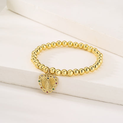 Golden Halo Virgin Mary Pendant Bracelet