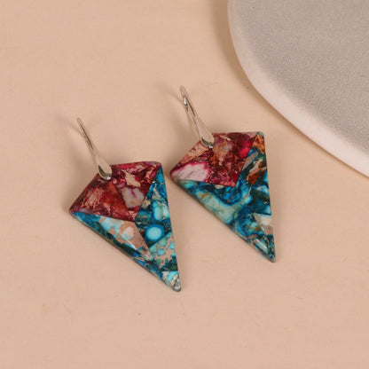 Geometric Triangle Royal Pine Pendant Earrings