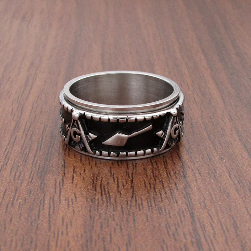 Retro Freemasonry Parttern Rotatable Ring