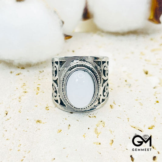 Fashion Large Moonstone Filigree Ring