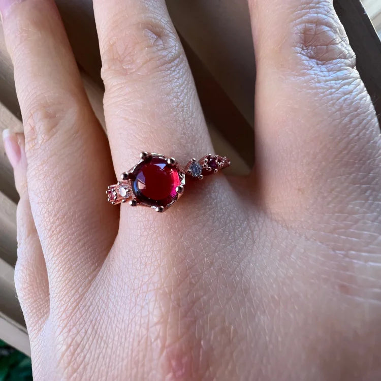 Garnet Engagement Wedding Ring