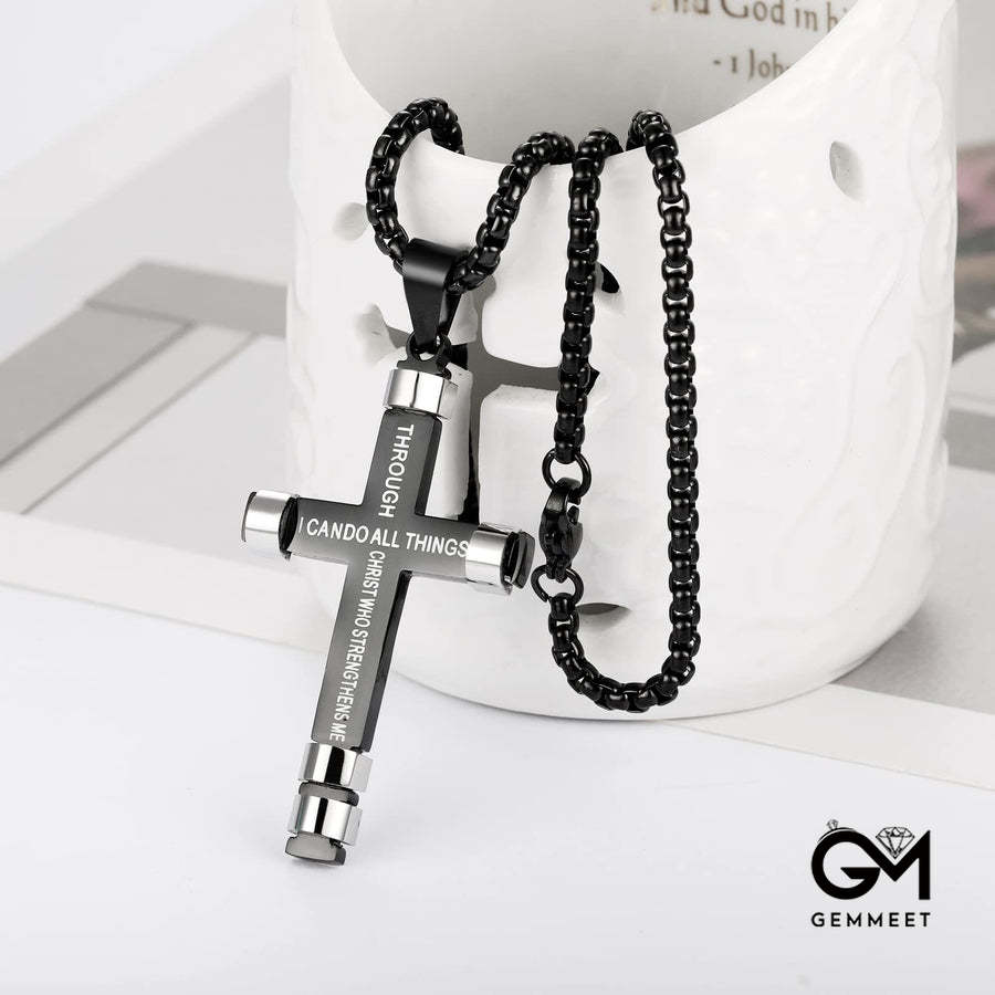 "I CAN DO ALL THINGS" Men's Strength Cross Necklace