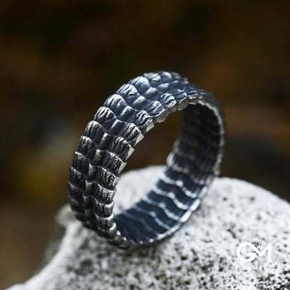 Vintage Titanium Steel Dragon Scale Ring