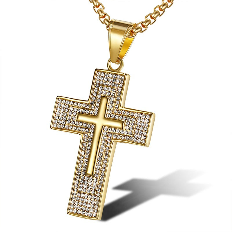 Hip Hop Gold Plated Zirconia Cross Pendant