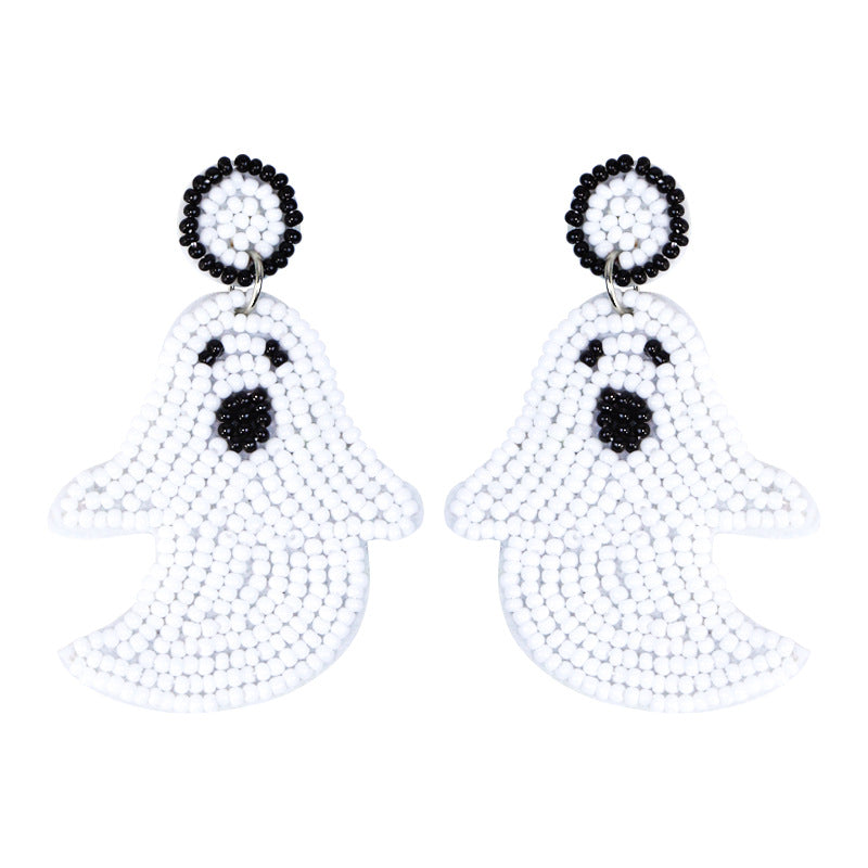 Halloween Cute Cartoon Ghost Handmade Fabric Bead Earrings