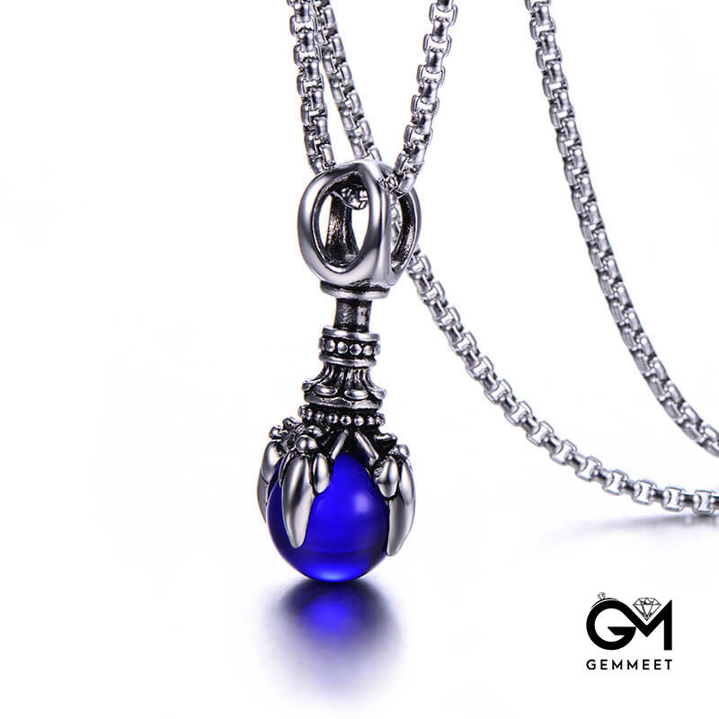 Stainless Steel Diamond Pestle Glass Bead Necklace