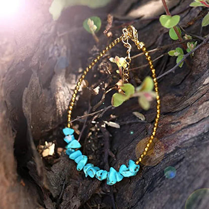 Gold Chain Turquoise Beaded Bracelet