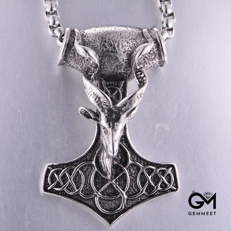 Stainless Steel Wolf Face Mask Pendant Necklace