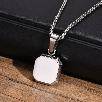 Square Pendant Men Long Sweater Chain Necklace