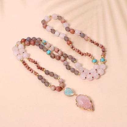 Bohemia Amazonite Pink Crystal Necklace