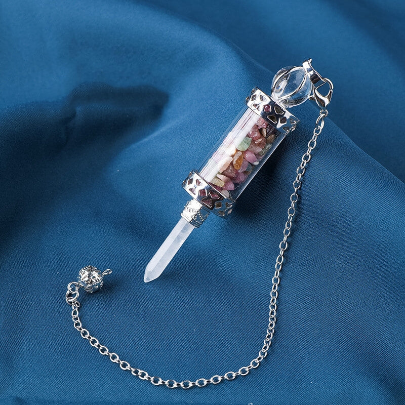 Crystal Gravel Wishing Bottle Pillar Spirit Pendant