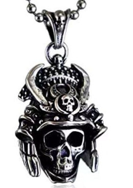 Motorcycle Wind Skull Stainless Steel Pendant Necklace