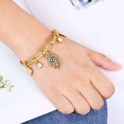 Hamsa With Evil Eye Protection Bracelet