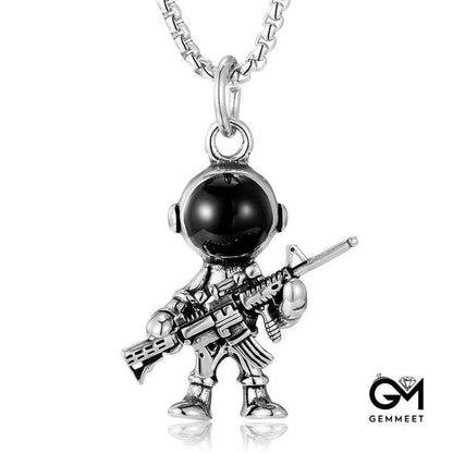 Titanium Steel Space Astronaut Guard Pendant Necklace