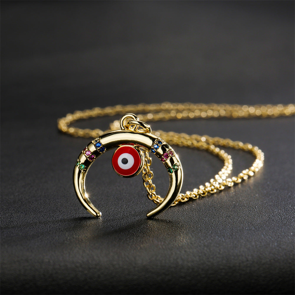 Golden Color Evil Eye Pendant Necklace