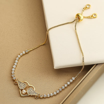 Infinity & Heart Wings Full Stones Tennis Bracelet