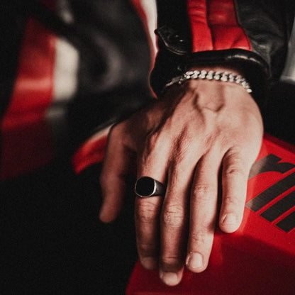 Vintage Styled Black Obsidian Signet Ring