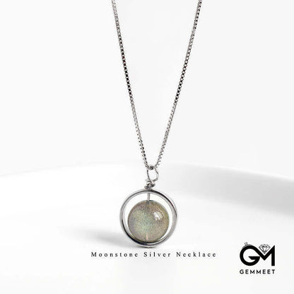 S925 Moonstone Love Planet Pendant