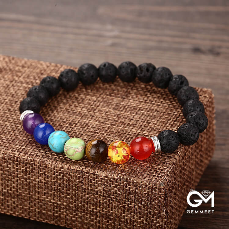 Colorful Lava Stone Bead Bracelet