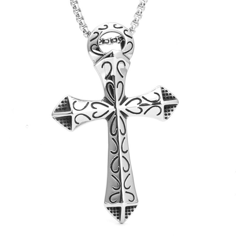 Hip Hop Retro Flower Shape Cross Pendant