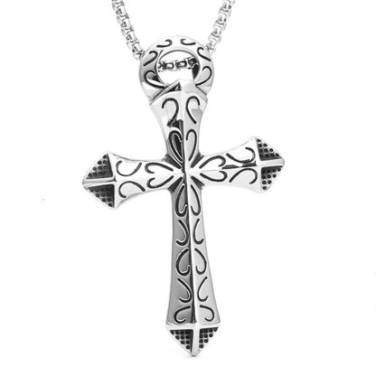 Hip Hop Retro Flower Shape Cross Pendant