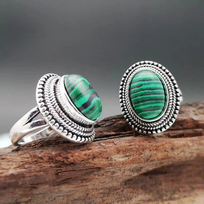 Natural Malachite Protection Ring